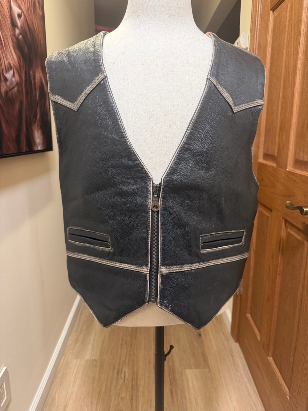 Vintage Arizona Jean Co Leather Southwestern Western Vest Men’s Size L